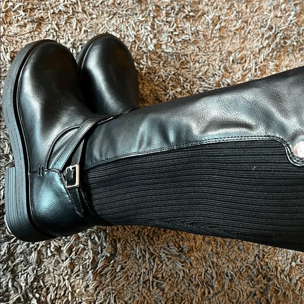 😍🖤Steve Madden Black Mid-Calf Riding Boots with Ankle Strap